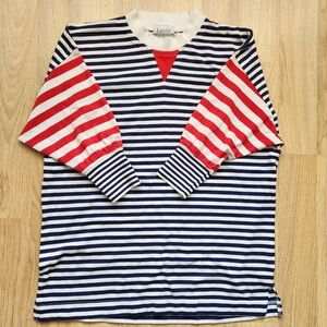Vintage LEVI'S top, navy blue, red white stripes. Size L. Crew Neck Tshirt